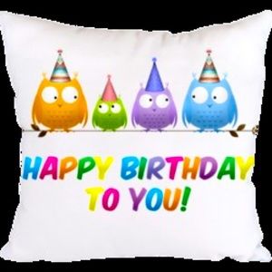 Happy Birthday To You Owls Throw Pillow